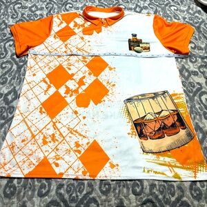 Golf Orange and White Graphic Polo Shirt Mens Size 3XL